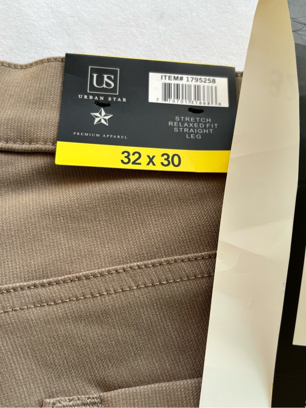 Urban Star Men's Stretch Relaxed Straight Leg Chinos - Taupe